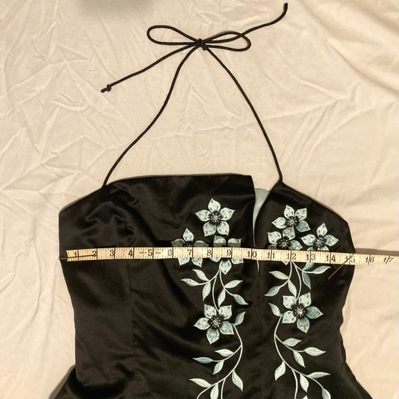 Morgan and Co. Vintage Y2K Black/Blue Cherry Blossom Strapless Formal Dress - Picture 5 of 12